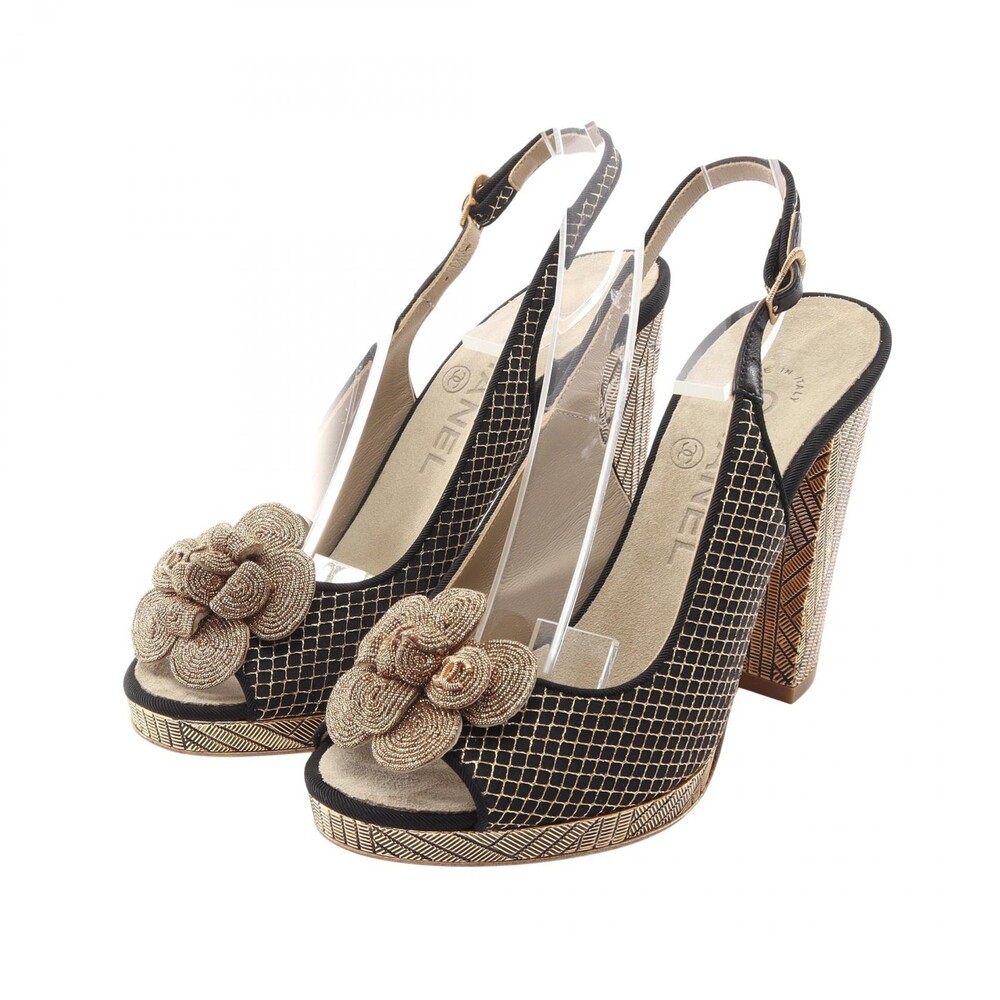 Chanel Camellia Open Toe Mule Heels #35 #339387C51B